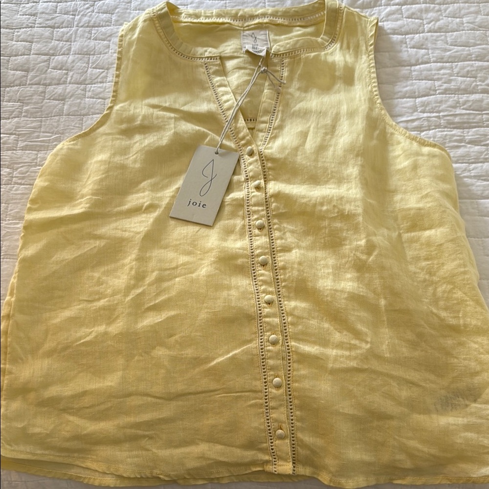 Joie Yellow Buttoned Tank Top